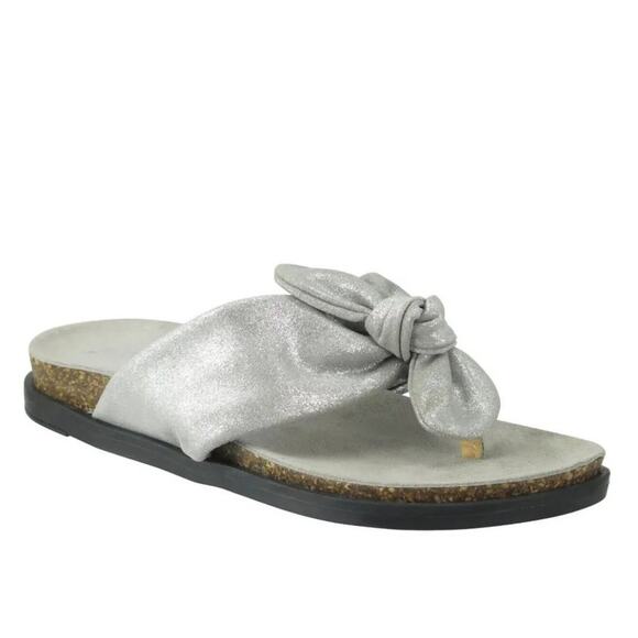 RON WHITE STYLE GAYLA GRAY SILVER LEATHER SLIDE SANDALS WOMAN SIZE 42 MADE ITALY